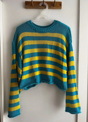 Jersey Crop Zara a Rayas Azul y Amarillo | Nuevo sin usar | Talla L, marque: Zara, état: Neuf sans étiquette, taille: L / 40 / 12, 7,00 €, 8,05 € Protection acheteurs incluse