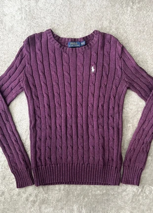 Pull torsadé Ralph Lauren violet manches longues - Taille XXS, marque: Ralph Lauren, état: Très bon état, taille: XXS / 32 / 4, 40,00 €, 42,70 € Protection acheteurs incluse