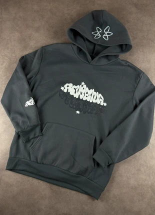 Sweat à capuche oversize, Y2K en coton gris foncé à motif écriture blanche - 2000’s, brand: Aesthetic, condition: Very good, size: L, €32.00, €34.30 includes Buyer Protection Pro
