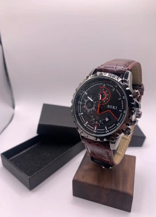 Montre Soki pour homme bracelet tabac avec boîte, marke: soki, zustand: Sehr gut, größe: Einheitsgröße, 10,00 €, 11,20 € beinhaltet Vinted-Käuferschutz Pro