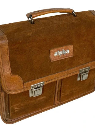 Petit Cartable Cuir Retourné Marron Vintage 70/80’s Alpha, brand: Vintage, condition: Very good, €32.00, €34.30 includes Buyer Protection Pro