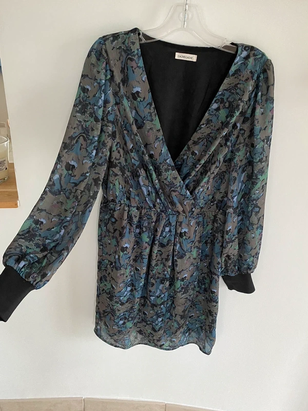 Robe cache cœur cache cache manche longue noir multicolore