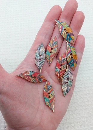 Bouton de couture plume en bois multicolore - 8pcs A1079, marca: Mercerie Syllikan, estado: Muy bueno, 2,25 €, 3,06 € Protección al comprador Pro incluida