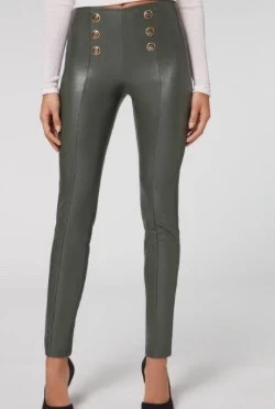 Pantalon legging kaki similicuir Calzedonia, merk: Calzedonia, staat: Nieuw zonder prijskaartje, maat: S / 36 / 8, € 18,00, € 19,60 inclusief Kopersbescherming
