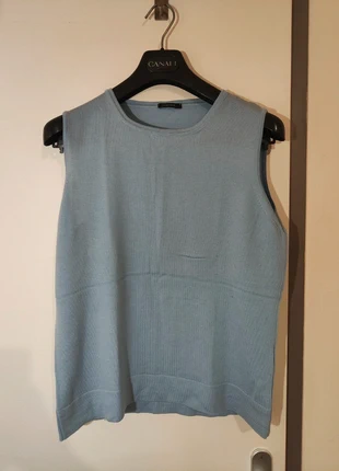 Sweater bleu sans manche - 100% Laine - Caractère - L/ XL, brand: Caractère, condition: Very good, size: XL / 42 / 14, €12.00, €13.30 includes Buyer Protection