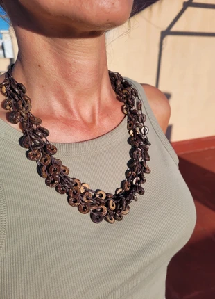 Collar artesanal de coco y cuerda – estilo natural / boho, marque: Hecho a Mano, état: Neuf sans étiquette, 9,00 €, 10,15 € Protection acheteurs incluse