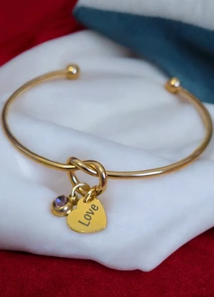 Personalised Love Heart Knot Bangle with Birthstone, brand: Love, condition: New without tags, £15.00, £16.45 includes Buyer Protection Pro