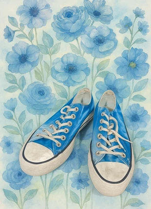 Converse bajas plataforma azul y blanca 37.5, merk: Converse, staat: Heel goed, maat: 37, € 35,00, € 37,45 inclusief Kopersbescherming