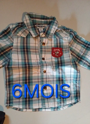 chemise 6 mois, merk: Creeks, staat: Heel goed, maat: 6-9 maanden / 68 cm, € 1,00, € 1,75 inclusief Kopersbescherming