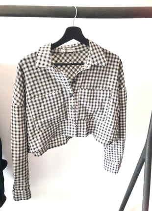 Y2k streetwear goth vintage italian Cropped checkered pattern summer blouse, merk: Bershka, staat: Nieuw zonder prijskaartje, maat: S / 36 / 8, € 7,77, € 8,86 inclusief Kopersbescherming