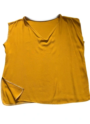 Top fluide oversize moutarde – Col V chic & sans manches (T42/44/46 XL), état: Très bon état, taille: XL / 42 / 14, 3,00 €, 3,85 € Protection acheteurs incluse
