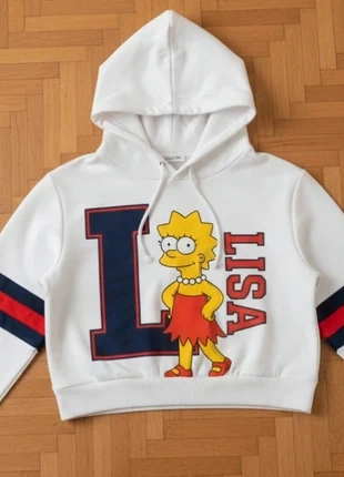 Sweat à capuche Lisa Simpson Kiabi blanc rouge bleu – Taille XXS – Très bon état, marke: Kiabi, zustand: Sehr gut, größe: 12 Jahre / 152, 2,10 €, 2,91 € beinhaltet Vinted-Käuferschutz Pro