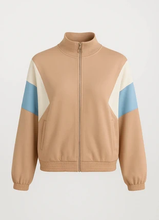 🧥 Beige & Blue Colour block bomber Zip Jacket., brand: Bershka, condition: Very good, size: S / 36 / 8, €8.50, €9.63 includes Buyer Protection