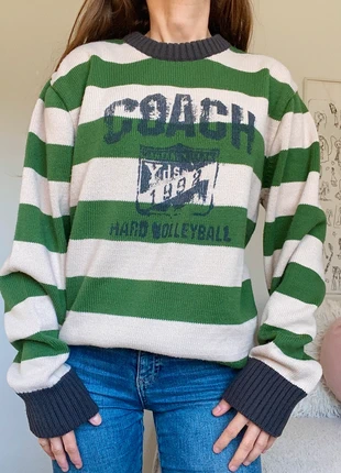 🥝 Pull rayé vert et beige style collège streetwear y2k 🥝, marque: y2k, état: Très bon état, taille: L / 40 / 12, 20,00 €, 21,70 € Protection acheteurs incluse