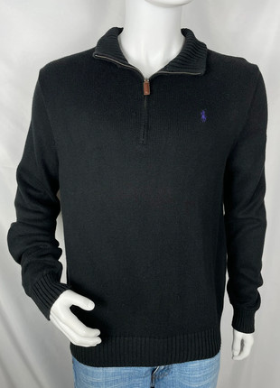 Pull quarter/half zip Ralph Lauren col camionneur noir logo brodé violet taille L. F1-10, marca: Ralph Lauren, estado: Muito bom, tamanho: L, €52.00, €55.30 inclui Proteção do Comprador