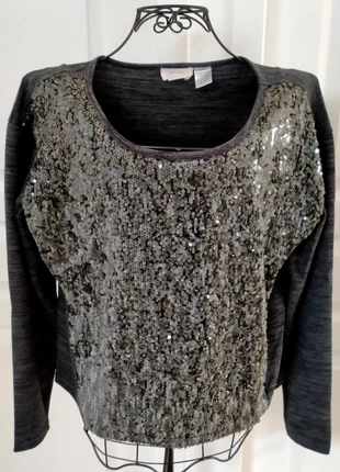 Sweat paillettes, merk: Soft Grey, staat: Heel goed, maat: M / 38 / 10, € 6,00, € 7,00 inclusief Kopersbescherming