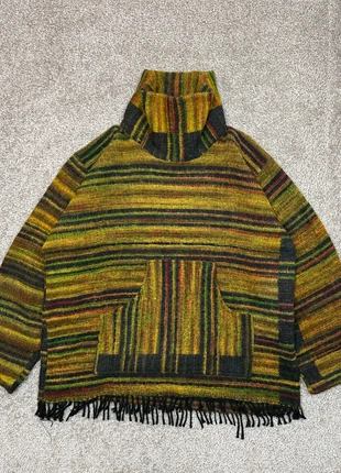 Sweat col montant oversized rayé vert à franges Vintage pull homme - XL, brand: Vintage Dressing, condition: Very good, size: XL, €25.00, €26.95 includes Buyer Protection