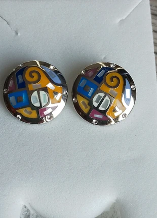 Boucles d'oreilles acier email mosaïque nacre strass Stella Mia, marque: Stella Mia, état: Neuf sans étiquette, 15,00 €, 16,45 € Protection acheteurs incluse