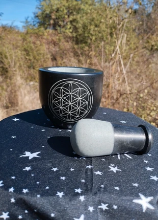 Mortier En Pierre Saponite Noir Symbole Fleur De Vie Cuisine Médicinales Spirituel Witch, merk: Spirituel, staat: Heel goed, € 18,50, € 20,13 inclusief Kopersbescherming Pro