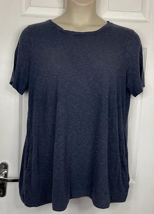 Fat Face Blue Linen Blend Oversized T-Shirt Top UK 14 Pockets, brand: Fat Face, condition: Satisfactory, size: M / UK 12-14, £1.00, £1.75 includes Buyer Protection