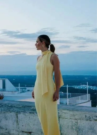 Robe longue Pimkie jaune pastel – élégante soirée / col drapé S (36), condition: New without tags, size: S / 36 / 8, €13.00, €14.35 includes Buyer Protection