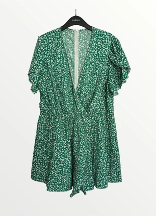 Combishort vert imprimé fleuri décolleté cache-coeur Shein - taille 50, marca: Shein, estado: Muy bueno, tamaño: 5XL / 50 / 22, 6,00 €, 7,00 € Protección al comprador incluida