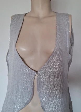 Gilet court pailleté taille 3, marca: EXETERA, estado: Bom, tamanho: L / 40 / 12, €4.00, €4.90 inclui Proteção do Comprador