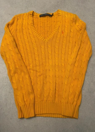 Ralph Lauren Sport pull torsadé jaune moutarde col V – taille XS, brand: Ralph Lauren, condition: Very good, size: XS / 34 / 6, €35.00, €37.45 includes Buyer Protection