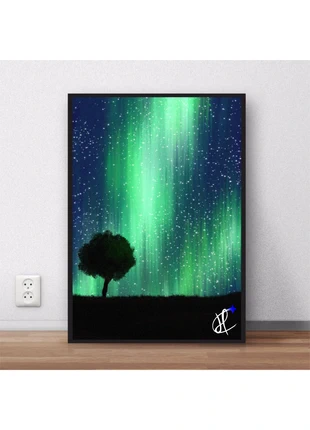 Poster encadré paysage nocturne - Papier+Qualité PRO, merk: Art, staat: Nieuw met prijskaartje, € 16,99, € 18,54 inclusief Kopersbescherming