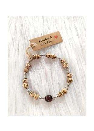 Bracelet élastique artisanal perles en bois naturel fait main femme homme 22 cm, brand: Fabrication Artisanale, condition: New with tags, €7.00, €8.05 includes Buyer Protection