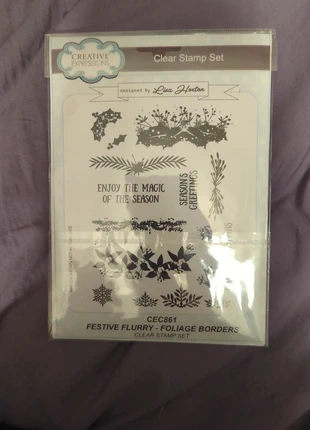 Tampons clear thème hiver noël "festive flurry-foliage borders", marque: créative expressions, état: Très bon état, 3,00 €, 3,85 € Protection acheteurs incluse