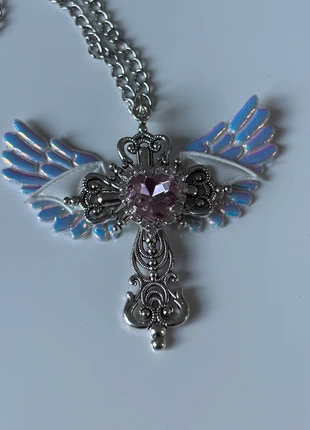 Collier vintage y2k argenté et rose avec ailes d’anges neuf, marke: COQUETTE, zustand: Neu, 15,00 €, 16,45 € inklusive Vinted-Käuferschutz