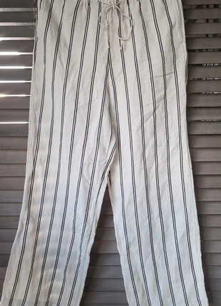 Beige Linen-Blend Pants H&M wide leg broek, merk: H&M, staat: Nieuw met prijskaartje, maat: S / 36 / 8, € 10,00, € 11,20 inclusief Kopersbescherming