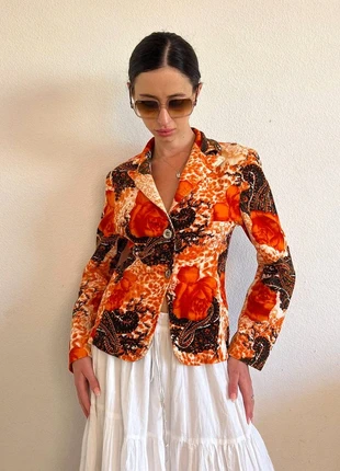 Vintage Beaded Printed Blazer – Colorful, Statement Summer Jacket, Size XS, marque: Vintage Dressing, état: Très bon état, taille: XS / 34 / 6, 7,00 €, 8,05 € Protection acheteurs incluse