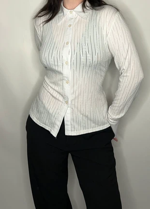 1990s white sheer streetwear siren academia whimsigoth witch cottage core Copenhagen blouse, merk: Vintage, staat: Heel goed, maat: L / 40 / 12, € 15,00, € 16,45 inclusief Kopersbescherming Pro