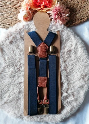 Bretelles vintage marine et camel pinces vieillies tendance mariage 2025, marque: GMMboutique, état: Neuf sans étiquette, 7,00 €, 8,05 € Protection acheteurs (Pro) incluse