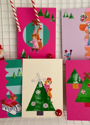 Lot de 5 cartes + enveloppes de Noël néo vintage créateur, marca: Pimprenelle et chamallows, estado: Novo com etiquetas, €30.00, €32.20 inclui Proteção do Comprador