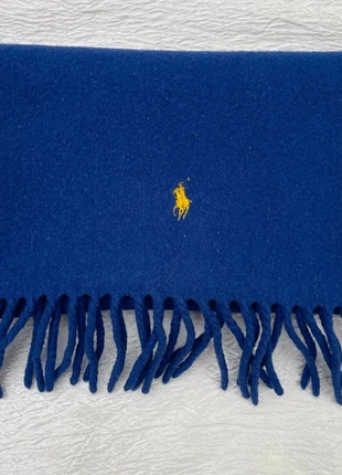 Echarpe Ralph Lauren bleue 100% Laine agneau logo jaune, brand: Ralph Lauren, condition: Very good, €49.90, €53.10 includes Buyer Protection