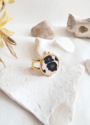 Bague ajustable tissu léopard en acier inoxydable doré, marca: Tendance, estado: Muito bom, tamanho: Ajustável, €12.00, €13.30 inclui Proteção do Comprador Pro