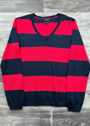Pull col V rayé Tommy Hilfiger Rouge et Noir taille L, marke: Tommy Hilfiger, zustand: Sehr gut, größe: L / 40 / 12, 16,00 €, 17,50 € inklusive Vinted-Käuferschutz