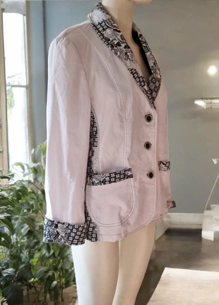 UK 16 Steilmann blazer jacket women white black floral cotton vintage smart Y2K chic tailored retro, brand: steilmann, condition: Very good, size: L / UK 16-18, £25.00, £26.95 includes Buyer Protection