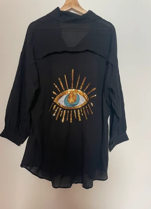 Cotton Oversized Handmade sequin embroidery Eye shirt, L, brand: etsy, condition: New with tags, size: L / 12, £18.00, £19.60 includes Buyer Protection Pro