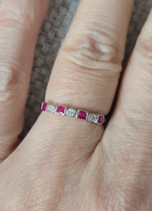 S925 sterling silver pink / clear geometric CZ crystal ring (6-L), brand: Silver, condition: New without tags, size: 16.1 mm / K½, £12.50, £13.83 includes Buyer Protection Pro