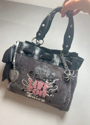 Sac à main Juicy Couture gris foncé / Noir en Velour, marque: Juicy Couture, état: Très bon état, 220,00 €, 231,70 € Protection acheteurs incluse