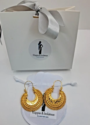boucles d'oreilles pendantes style vintage en métal doré longueur 5 cms diamètre 3 cms, brand: by Petits Hauts, condition: New with tags, €9.50, €10.68 includes Buyer Protection Pro