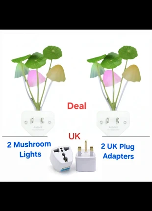 2 pieces DayLight detector Mushroom Night Light
with 2 pieces UK plug:Combined Deal, brand: Mushroom light with UK adapter: Combined Bundle, condition: New with tags, £8.00, £9.10 includes Buyer Protection