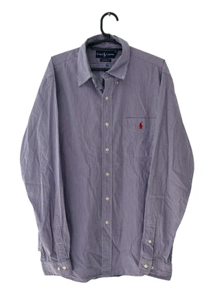 Chemise Ralph Lauren à rayures blanc et bleu Taille L, brand: Ralph Lauren, condizioni: Discrete, taglia: L, €3.00, €3.85 include la Protezione acquisti