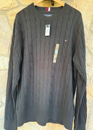 New Men´s Tommy Hilfiger XL Black Cotton Cableknit Sweater, marca: Tommy Hilfiger, estado: Nuevo con etiquetas, tamaño: XL, 89,00 €, 94,15 € Protección al comprador incluida
