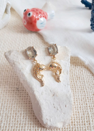 Boucles d'oreilles gemmes et carpes koï, brand: Japan Style, condizioni: Ottime, €19.00, €20.65 include la Protezione acquisti Pro