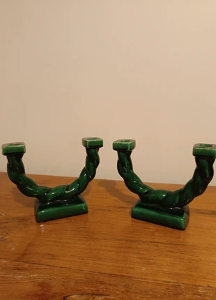 Paire de bougeoirs vintage en céramique – Années 60, brand: Longchamp, condition: Very good, €80.00, €84.70 includes Buyer Protection Pro